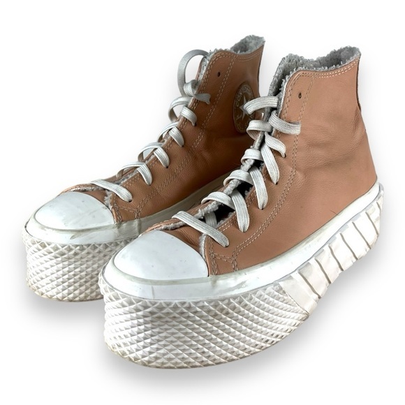 Converse CTAS Lift 2X Platform‎ High Women Beige Leather - Picture 1 of 10